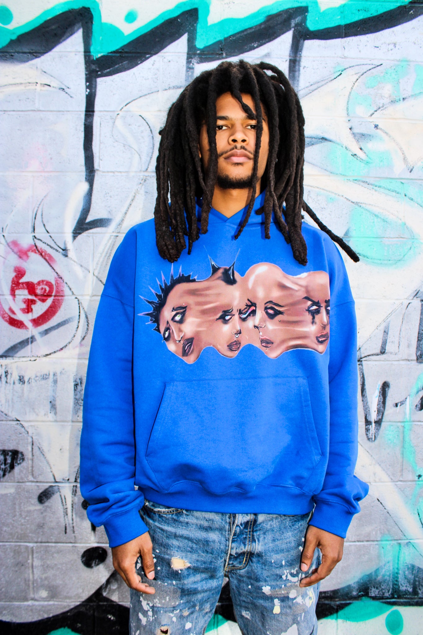 Blue Disoriented Hoodie